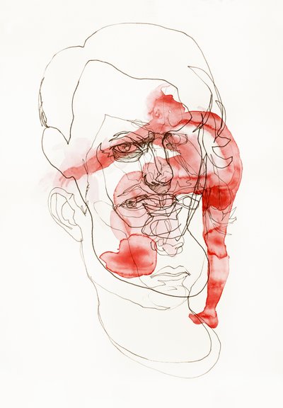 Red Abstract Face by Joshua Hoskins