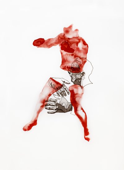Red Fragmented Figure by Joshua Hoskins