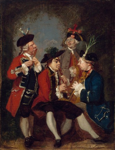 Caricature of Sir Thomas Kennedy, James Caulfield, Viscount Charlemont, the Hon. John Ward and Richard Phelps by Joshua Reynolds