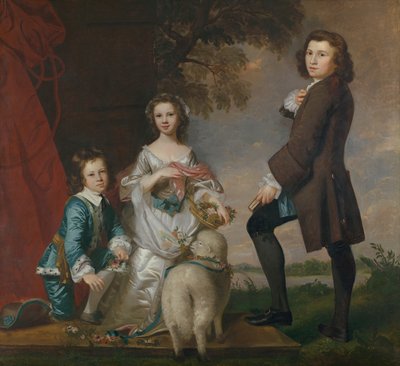 Thomas and Martha Neate with His Tutor, Thomas Needham by Joshua Reynolds