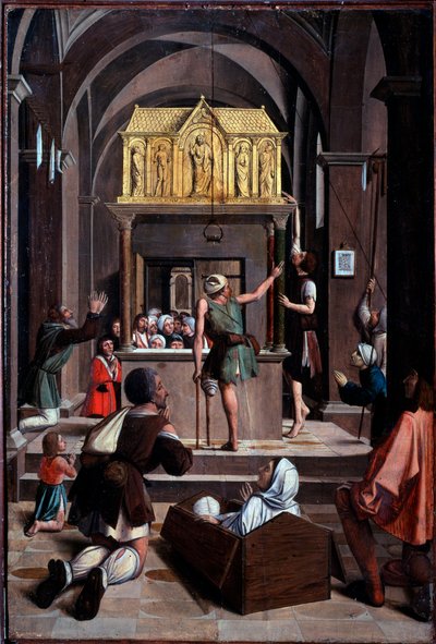Life of St Sebastian: Pilgrims on the Tomb of St Sebastian by Josse (fl.1493 1508) Lieferinxe