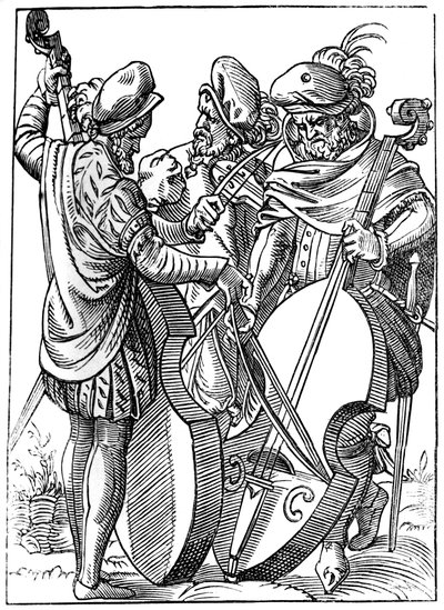 A violinist and two cellists, 16th century by Jost Amman