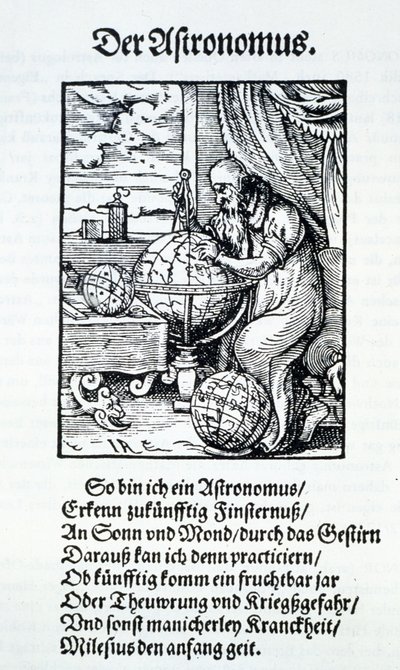 An Astronomer with a Verse by Hans Sachs, pub. Frankfurt 1568 by Jost Amman