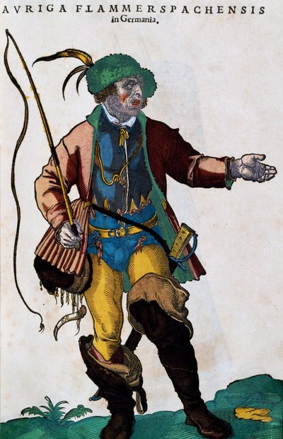 Costume of coachman in Germany, engraving from Habitus praecipuorum popularum by Jost Amman