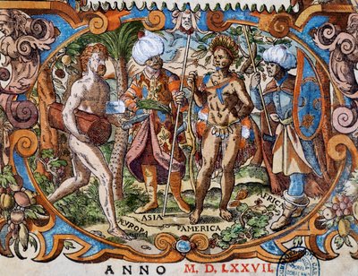 Four Continents (detail) from Titlepage, Engraving by Jost Amman by Jost Amman