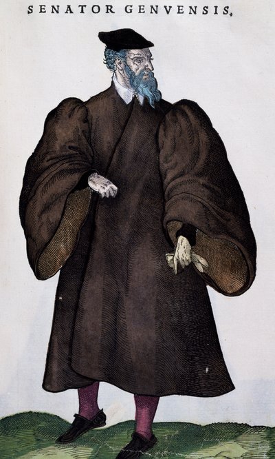 Genovese senator, engraving from Habitus praecipuorum popularum by Jost Amman