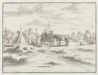 View of an Encampment of the Army of William III near Leuven by Josua de Grave