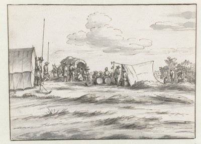 View of an Encampment of the Army of William III near Leuven by Josua de Grave