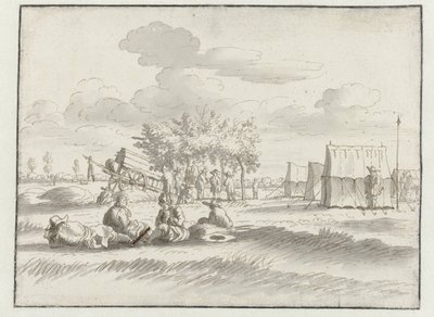 View of an Encampment of the Army of William III near Leuven by Josua de Grave