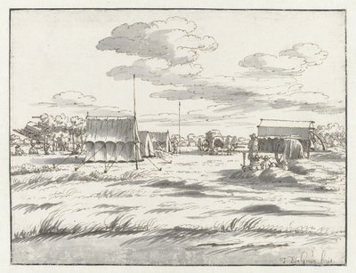View of an Encampment of the Army of William III near Leuven by Josua de Grave