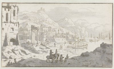 View of an Imaginary Italianate Harbor by Josua de Grave