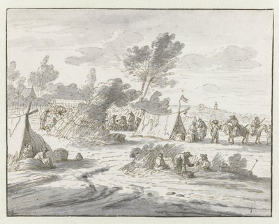 View on an Encampment of the Army of Willem III near Lembeek, Flemish Brabant by Josua de Grave