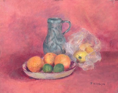 Still life of fruit and jug by Joyce Haddon