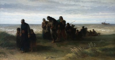 Fishermen carrying a drowned man by Jozef (1824 1911) Israels