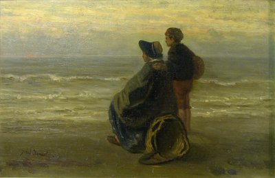 Mother and Child on a Seashore by Jozef (1824 1911) Israels
