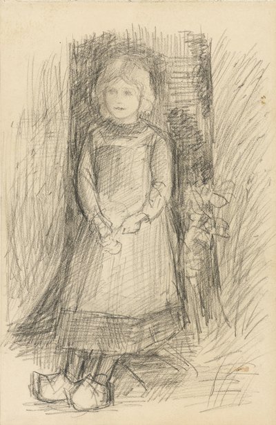 Girl Leaning Against a Tree by Jozef Israëls