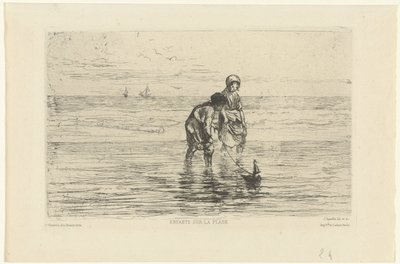 Children Playing with a Boat on the Beach by Jozef Israëls