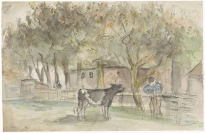 Landscape with a Cow and a Farmer by Jozef Israëls