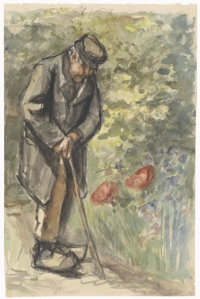 Old Man Leaning on His Stick by Jozef Israëls