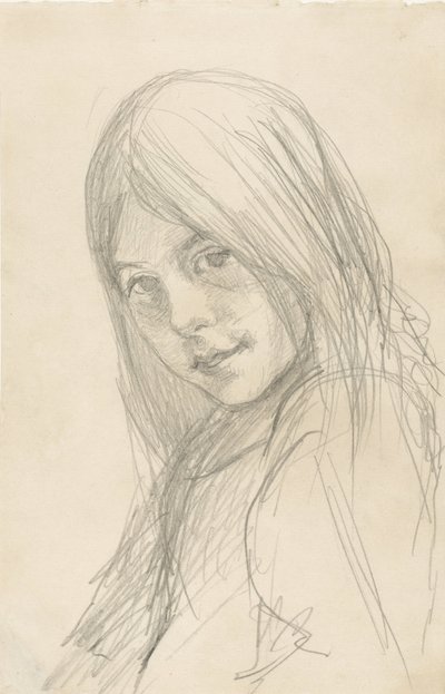 Portrait of a Girl with Loose Hair by Jozef Israëls