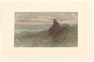 Sitting Woman on a Dune by the Sea by Jozef Israëls