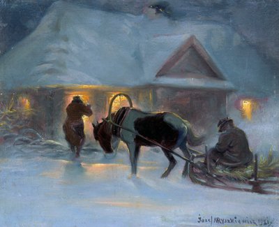 Winter Evening In Front of a Country House, 1921 by Jozef Ryszkiewicz