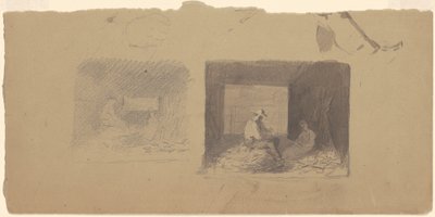 Studies of Farmers Shucking Corn by Jr. Enoch Wood Perry