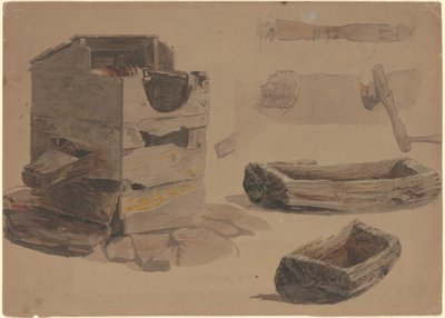 Studies of a Well and Wooden Trough by Jr. Enoch Wood Perry
