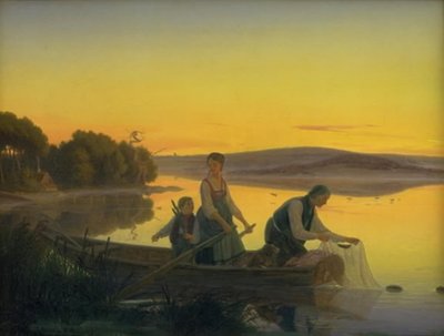 An Old Fisherman Setting His Nets in the Evening by Jørgen V. Sonne