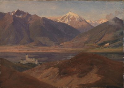 Mountain Landscape in Venosta with the Castle Coira and the Mountain Ortles by Jørgen V. Sonne