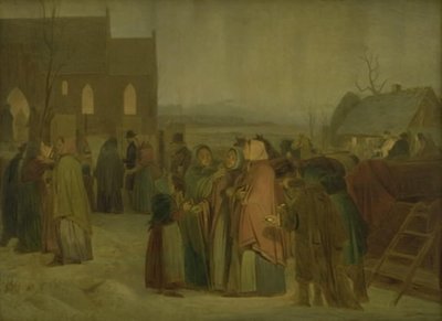 Peasants Outside the Church on a Christmas Morning by Jørgen V. Sonne