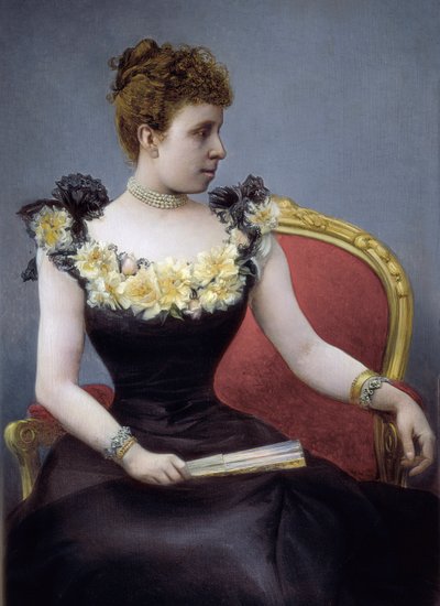 Portrait of Maria Cristina of Teschen, known as Maria Cristina of Habsburg (1858-1929), Archduchess of Austria, wife of Alfonso XII, late 19th-early 20th century by Juan Aldaz Y Sancho