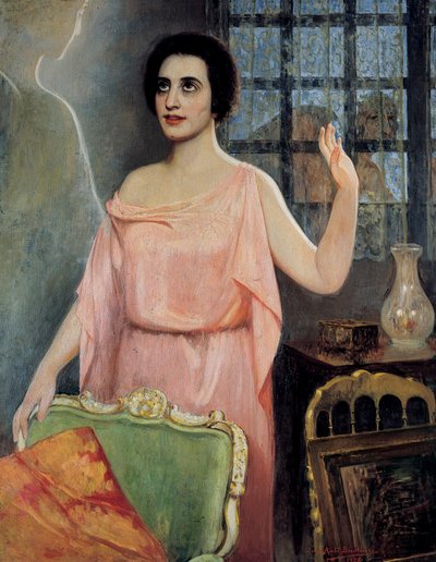 Portrait of Margarita Xirgu (1888-1969), in La Xirgu en Cristalline, by the Quinteros brothers by Juan Antonio Benlliure y Gil
