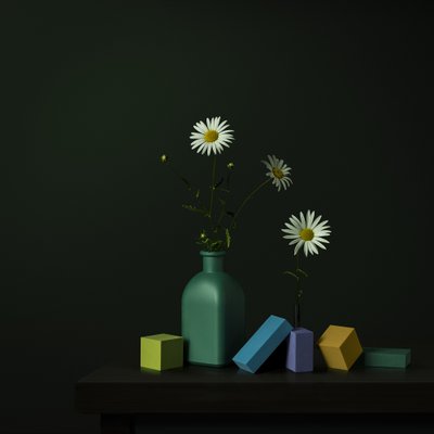 Daisy Vase Geometric Blocks by Juan Antonio Palacios