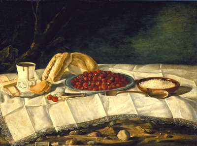 Still Life with Strawberries and Chocolate by Juan Bautista Romero
