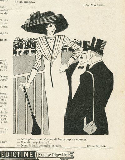 Illustration of J Gris (1887-1927) in Le Lire, 02/10/09 - Fashion, Hat, Life of the Rich, Hippism - Women by Juan Gris