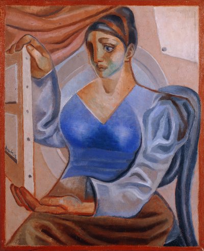 Woman with a Painting by Juan Gris