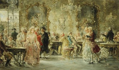 Elegant Figures in a Parisian Cafe by Juan Pablo Salinas Tervel