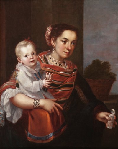 Casta Painting (From Spaniard and Morisca, Albino) by Juan Patricio Morlete Ruiz