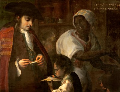 Spaniard and Black Produce a Mulatto, c.1715 by Juan Rodríguez Juárez