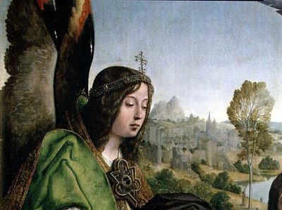 Baptism of Christ (detail) by Juan de Flandes