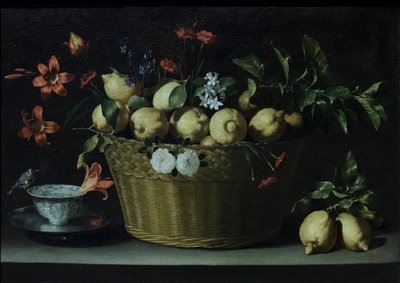 Still Life with Lemons in a Wicker Basket by Juan de Zurbaran