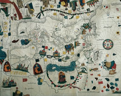 Europe, from a 19th century copy of the nautical planisphere by Juan de la Cosa