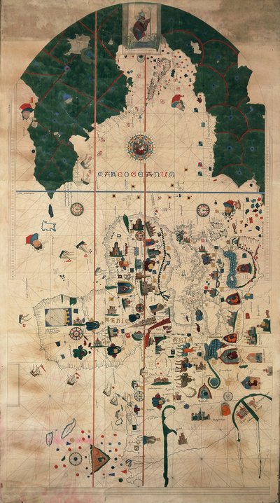 Portolan-Nautical Planisphere Chart by Juan de la Cosa, Circa 1500 by Juan de la Cosa