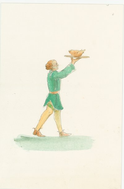 A Medieval Waiter, Carrying a Platter of Food, 2004 by Judith Dobie