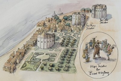 Hope Theatre, Rose Theatre and Globe Theatre, Southwark, London, c1647 2016 by Judith Dobie