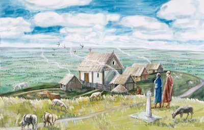 Monastic Settlement, Glastonbury Tor by Judith Dobie