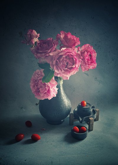 Garden Roses and Tomatoes by Judy Tseng
