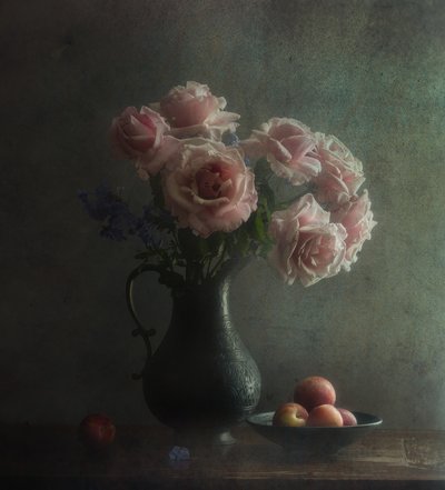 Moody Pink Roses and Peaches by Judy Tseng