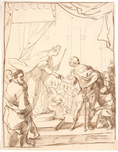 Queen Elizabeth of England Presenting the Order of the Garter to Duke Adolf of Gottorp in 1568 by Jürgen Ovens